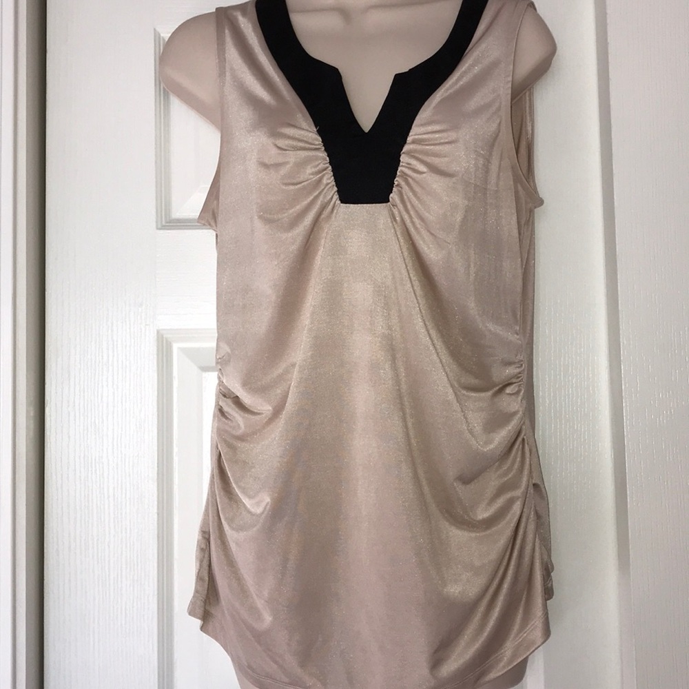 New York & Company Gold/Black Dress Top Sz Med EUC